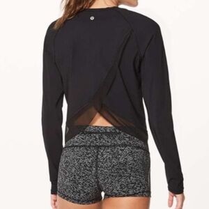 Lululemon Black Quick Pace Back Mesh Long Sleeve Top Size 10
